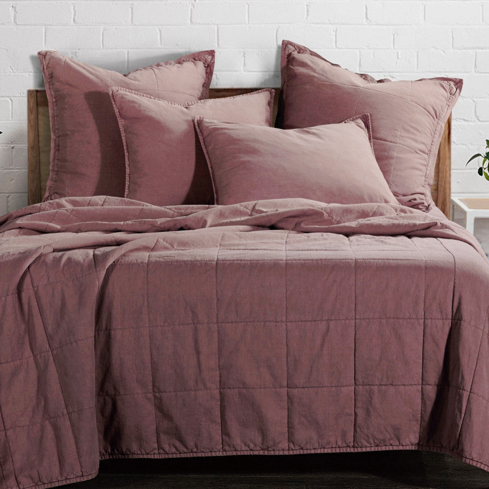 Stonewashed Cotton Canvas Coverlet, 1 Piece, Sarsaparilla, King