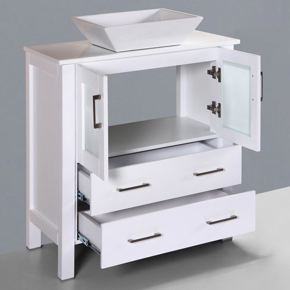 Modern Vanity Cabinet Sets Style 2 by LessCare, White, 30"
