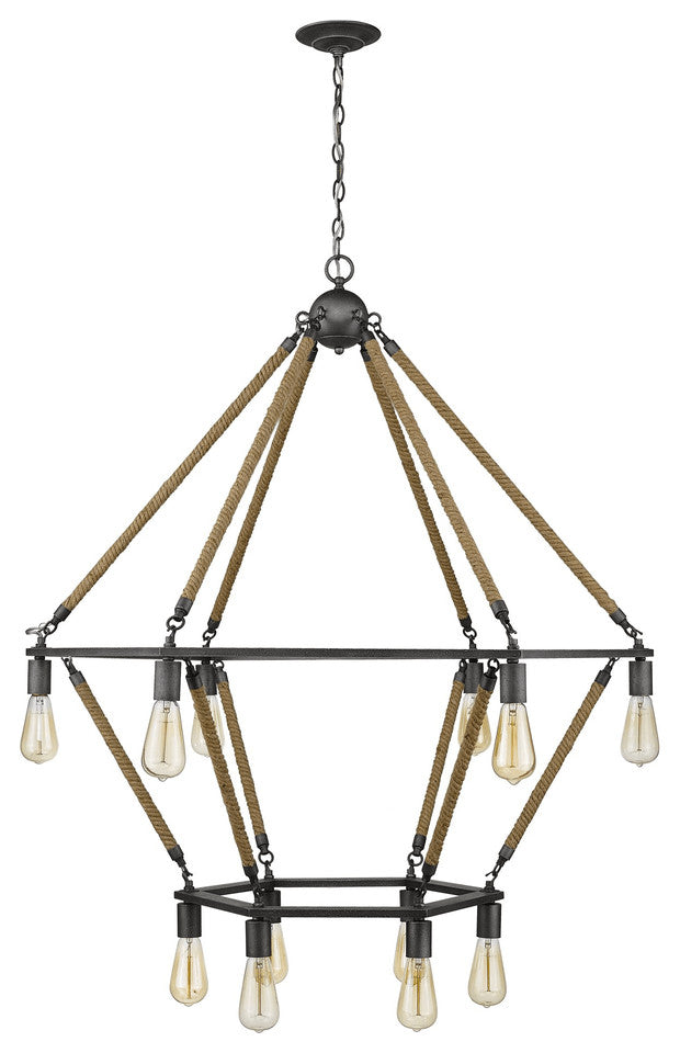 Holden 12-Light Antique Gray Wagon Wheel Chandelier
