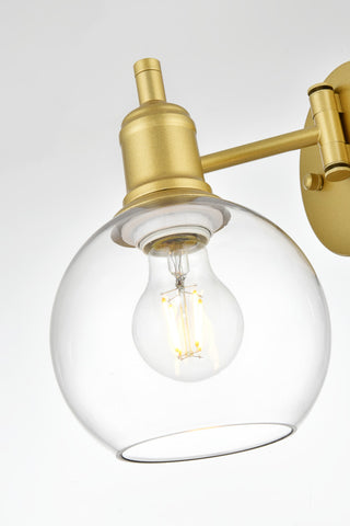 1 Light Brass And Clear Swing Arm Plug, Wall Sconce