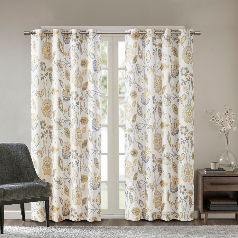 SunSmart Camille Botanical Room Darkening Window Curtain, 50"w X 95"l