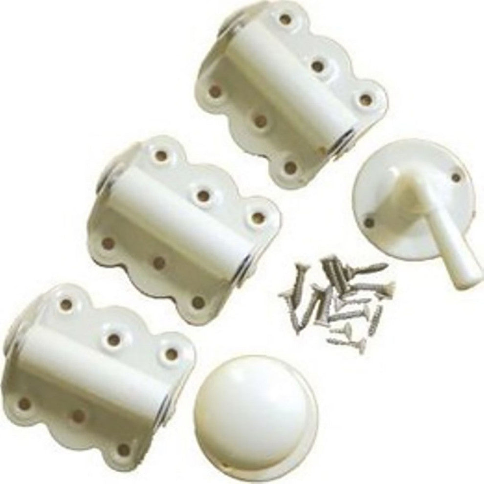 Screen Door Hardware White Metal 3-Hinge