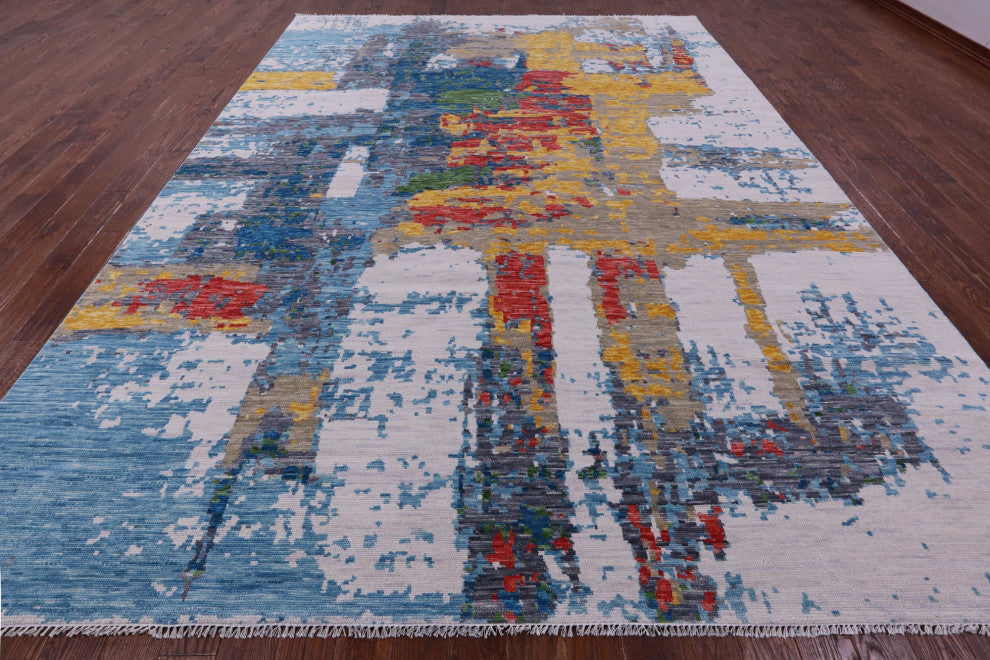 Modern Abstract Handmade Wool Rug 10' 2