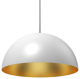 Domos 32" Large Pendant - White w/Brushed Gold Interior - Integrated LED - 23W