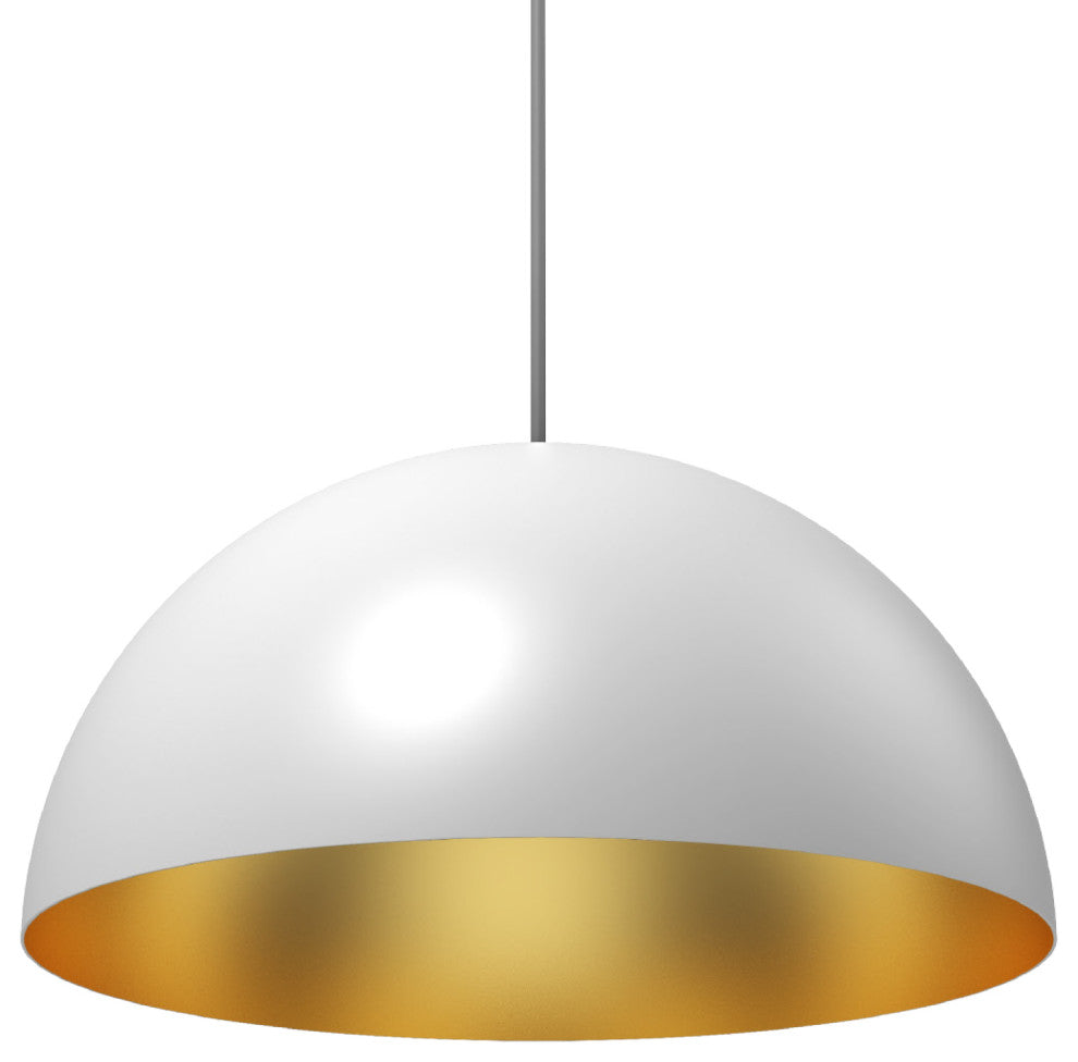 Domos 32" Large Pendant - White w/Brushed Gold Interior - Integrated LED - 23W