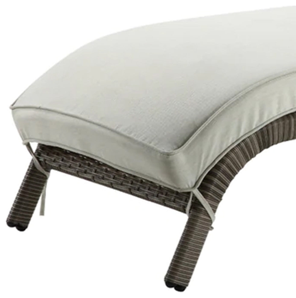 Benzara BM276211 Outdoor Patio Sun Lounge, Weather Resin Wicker, Brown/White