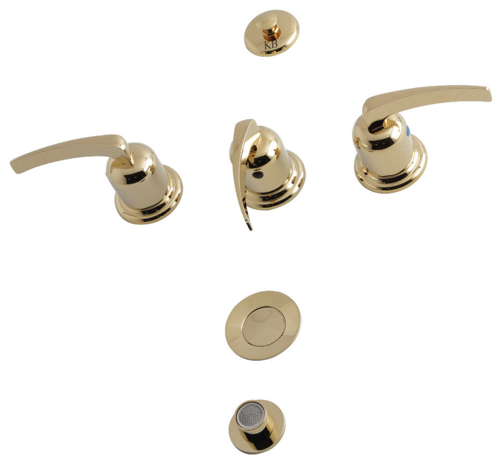 Kingston Brass KB6322EFL Three-Handle Bidet Faucet, Polished Brass