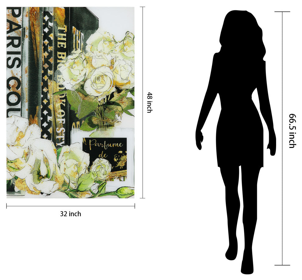 "Big Book of Style" Frameless Free Floating Tempered Glass Panel Graphic Art