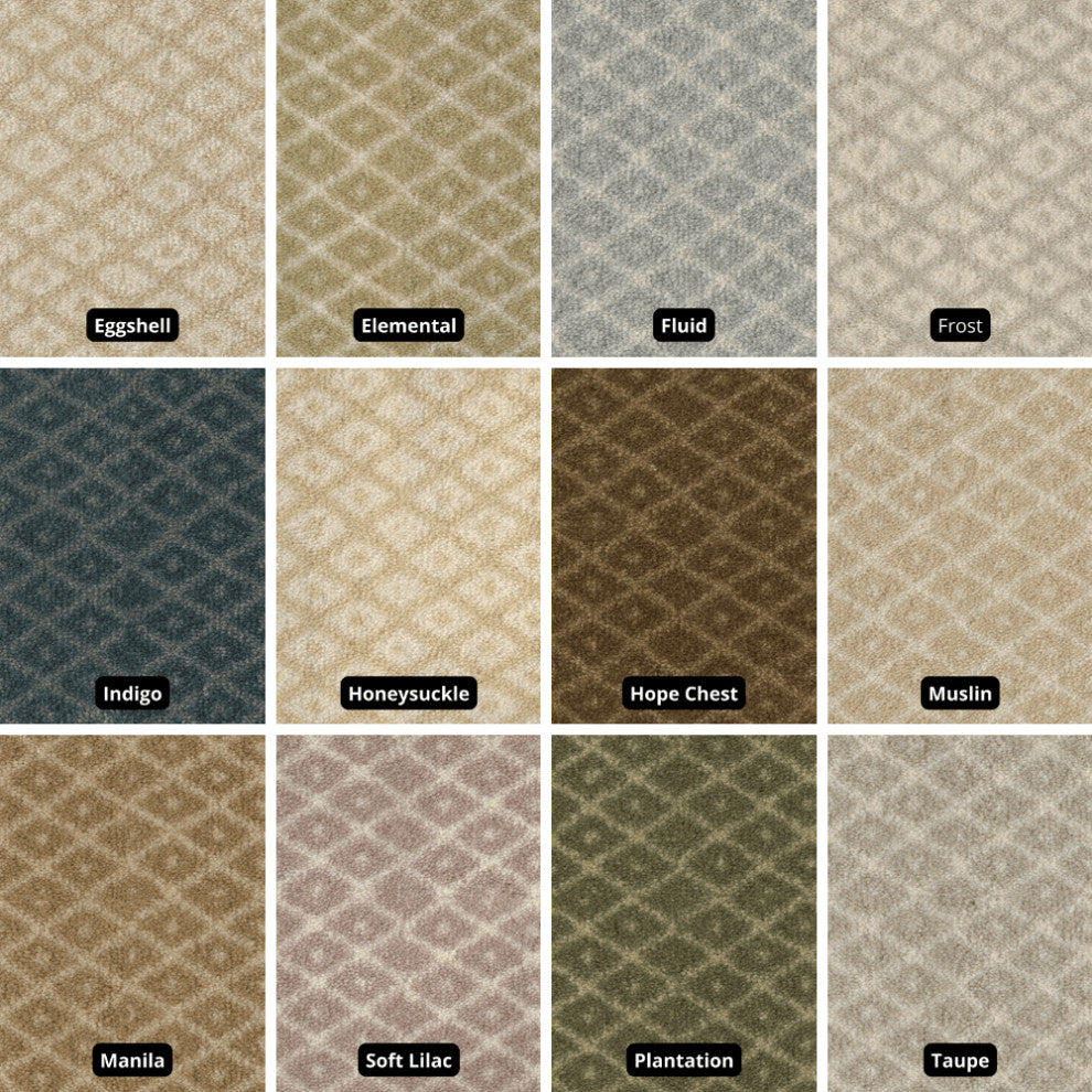 Diamond Pattern 3/8 Thick Indoor Area Rug Carpet, Eggshell, 4x6
