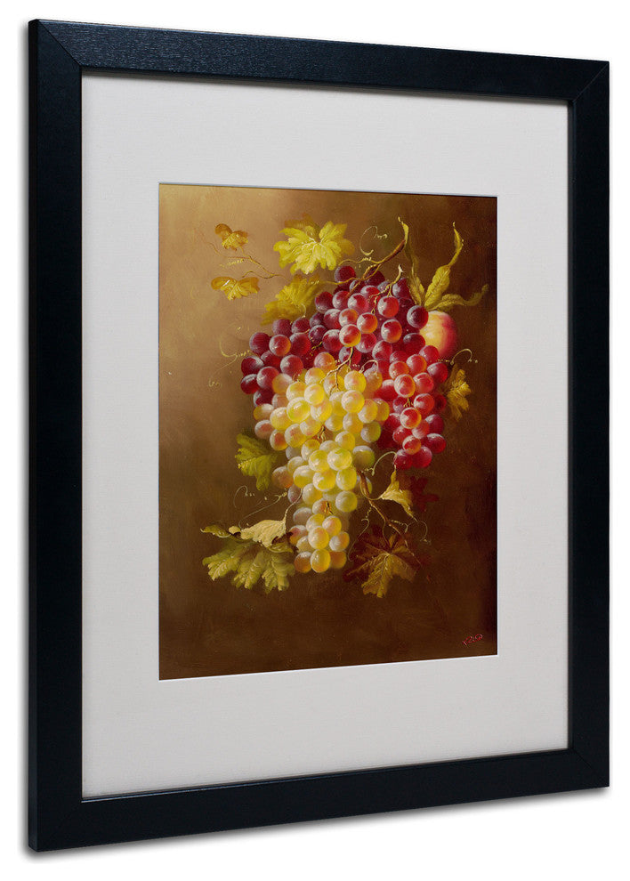 'Still Life with Grapes' Matted Framed Canvas Art by Rio