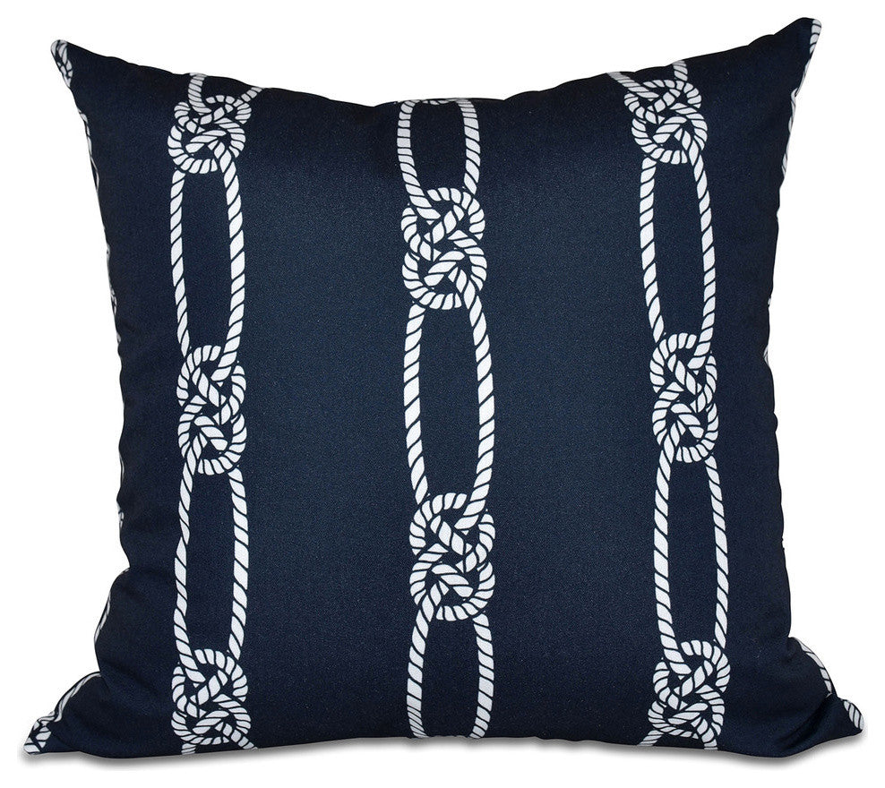 Tom Foolery, Stripe Print Pillow, Navy Blue, 26"x26"