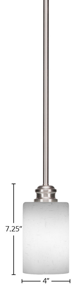 Edge 1-Light Stem Mini Pendant, Brushed Nickel/White Muslin