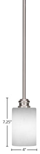 Edge 1-Light Stem Mini Pendant, Brushed Nickel/White Muslin