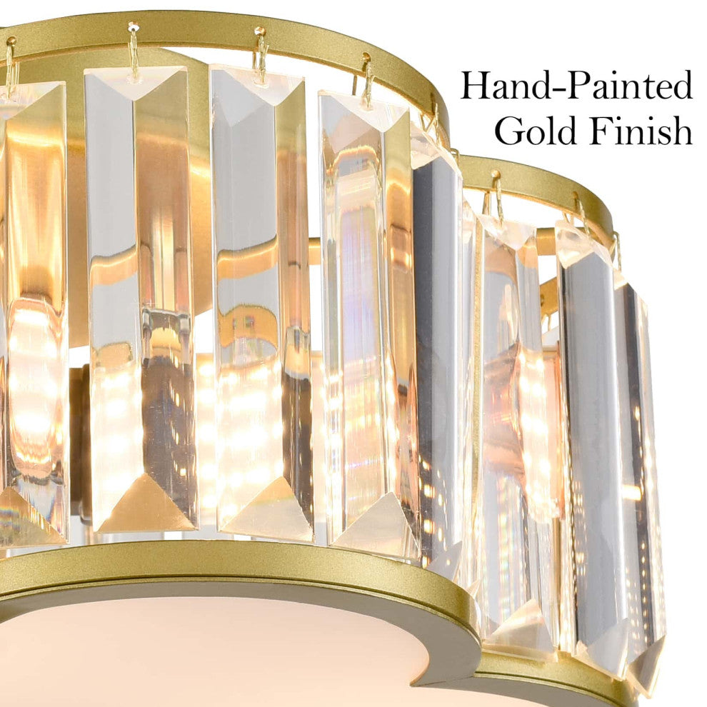 Modern Crystal Ceiling Light Fixture Gold, 3-Light