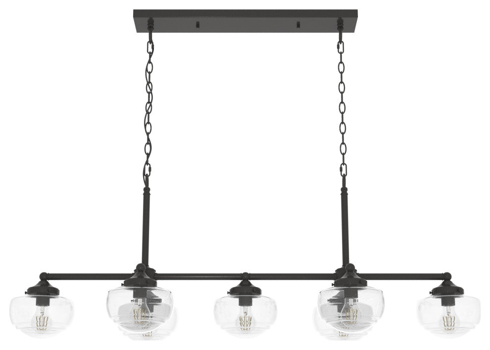 Saddle Creek Noble Bronze, Clear Glass 7-Light Linear Chandelier