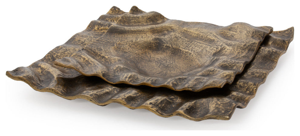 Amaya Decorative Metal Tray, Small Gold