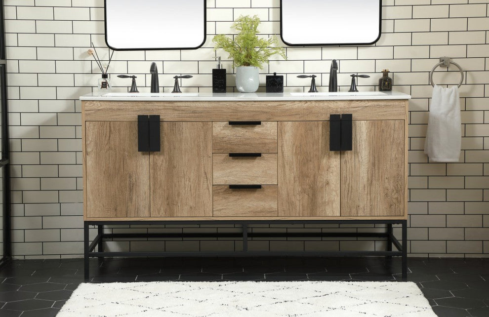 Home Living 22" Modern Natural Oak-Light Bathroom Vanity
