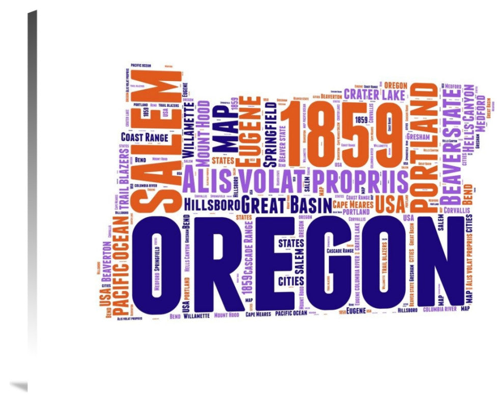 "Oregon Word Cloud Map" Fine Art Print
