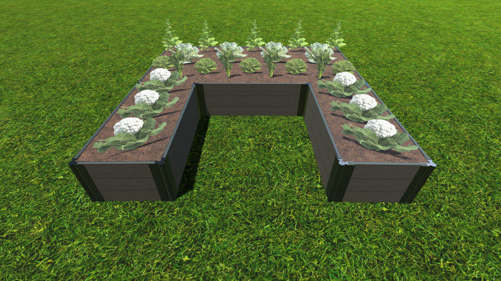 Weathered Wood Walk-In U-Shape Ft. Bragg 8'x8'x16.5" Raised Garden Bed