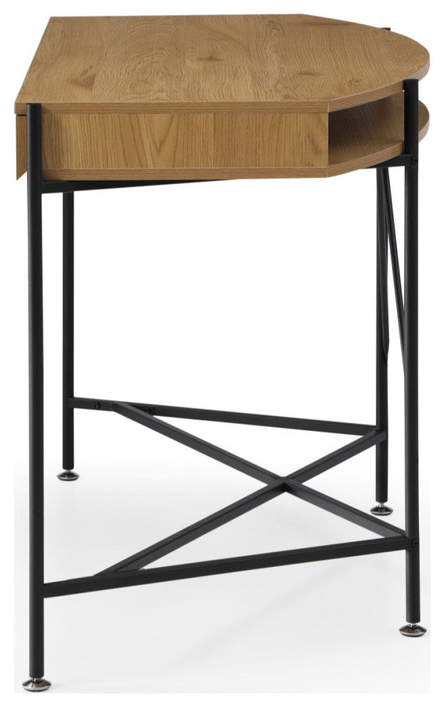 Loft Lyfe Laniya Desk, 2 Storage Drawers, Natural/Black