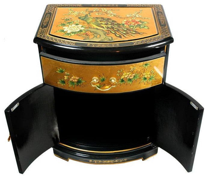 Gold Leaf Round Front Shoe Cabinet