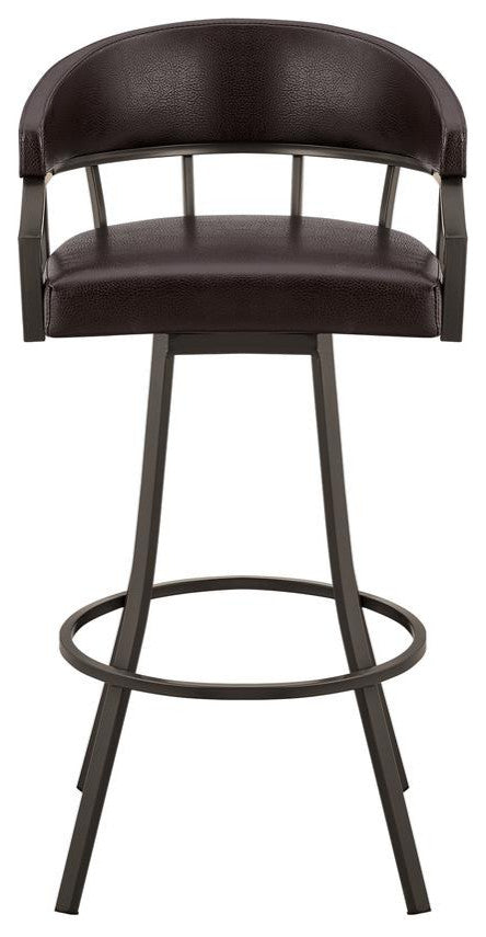 Palmdale 30 Swivel Brown Faux Leather and Java Brown Metal Bar Stool