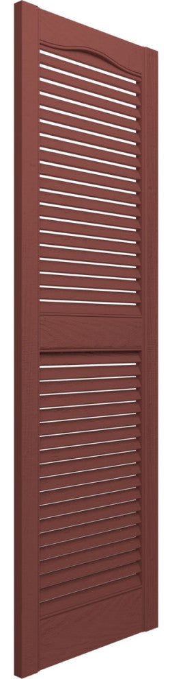 Lifetime Vinyl Standard Cathedral 2-Equal Louver Shutters, Red 027