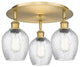 Salina-3 Light 17" Flush Mount-Brushed Brass, Clear Spiral Fluted Glass Shade