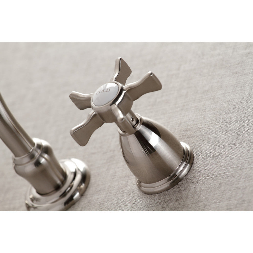 Kingston Brass KS3128NX Two-Handle Wall Mount Bathroom Faucet, Brushed Nickel
