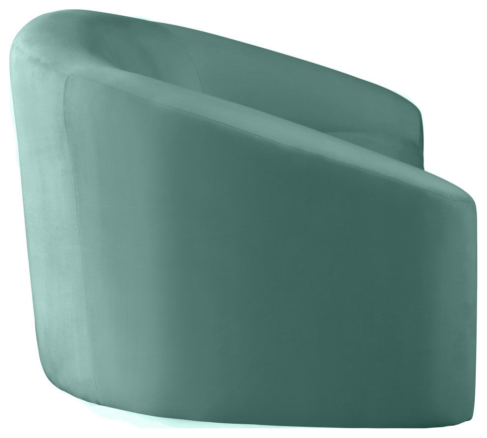 Riley Velvet Upholstered Rounded Sofa, Mint
