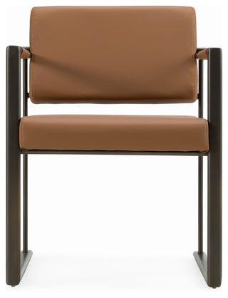 Modrest Atlan Modern Camel Vegan Leather + Dark Gold Dining Chair