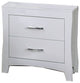 Benzara Modern 2 Drawer Wooden Nightstand with Tapered Legs Support, White
