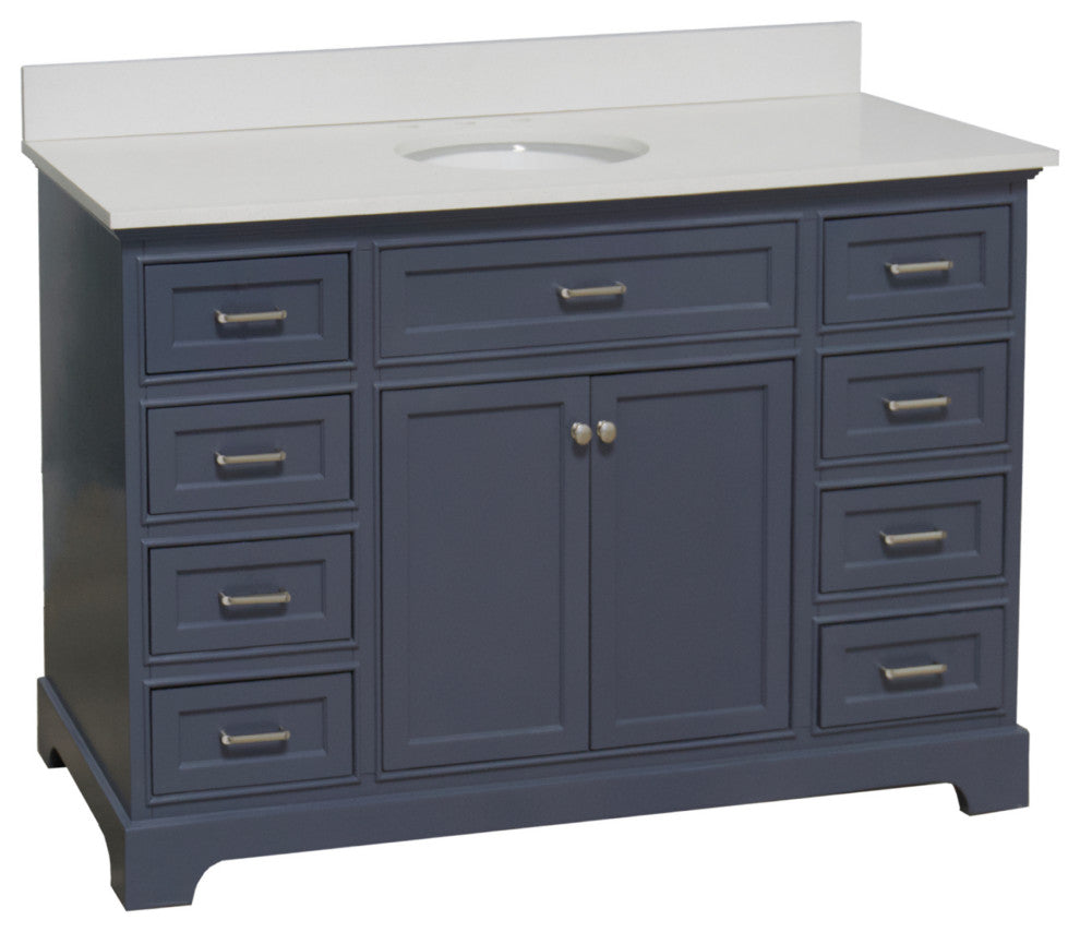 Aria 60" Bathroom Vanity, Marine Gray, Quartz, Single Vanity