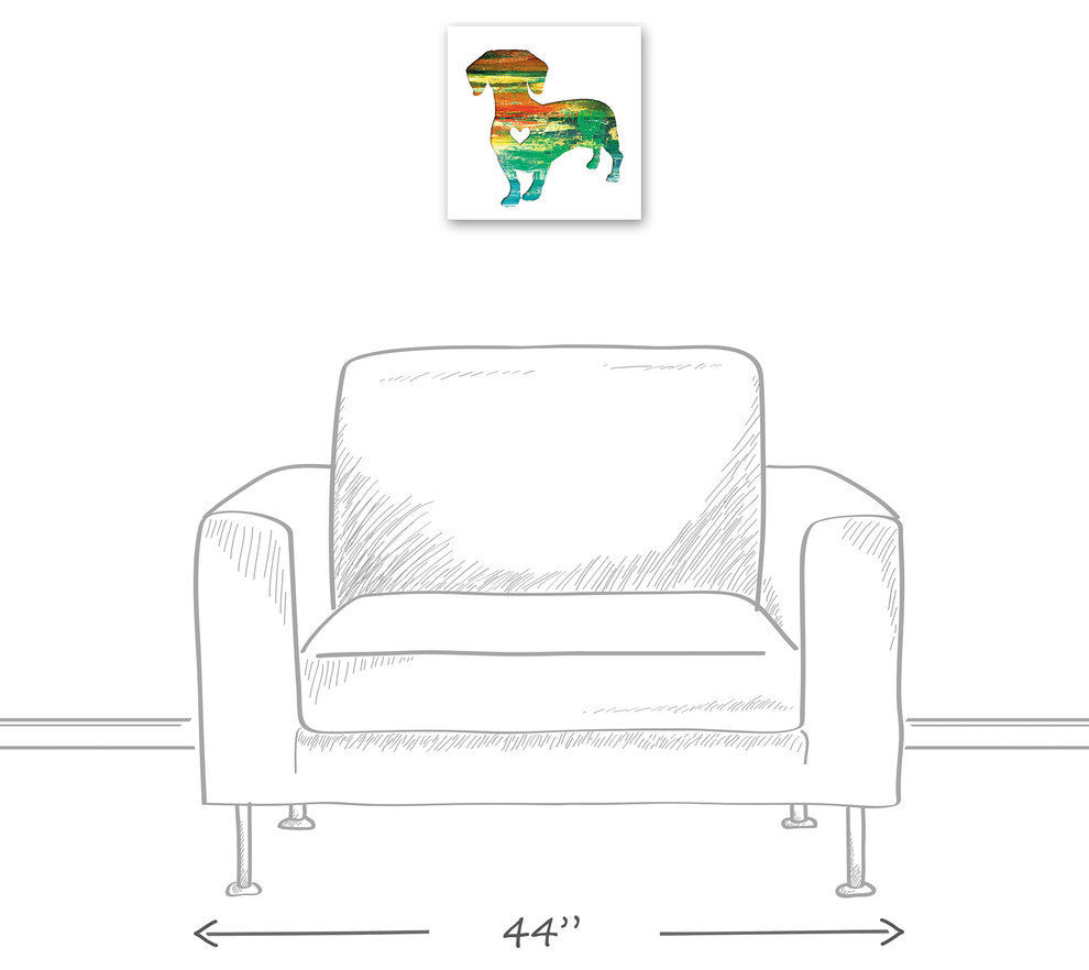 Designs Direct Creative Group Paint Silhouette Dachshund 12x12 Canvas Wall Art