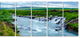 Hraunfossar Waterfall Iceland, Modern Landscape Canvas Art, 60"x28", 5 Panels