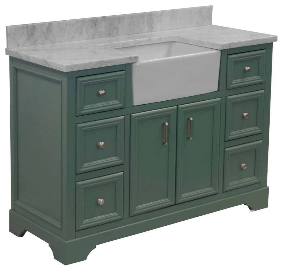 Zelda 48" Bathroom Vanity, Sage Green, Carrara Marble