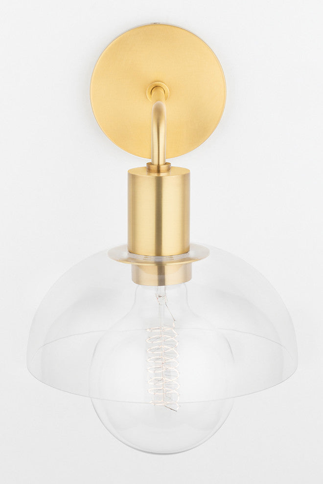 Kyla 1-Light Bath Bracket, Aged Brass Finish, Opal Glossy Glass