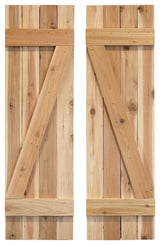 Z Board and Batten Exterior Shutters Pair, Unfinished, 60