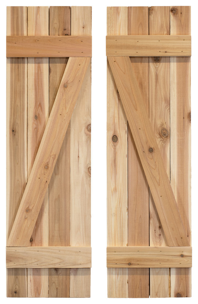 Z Board and Batten Exterior Shutters Pair, Unfinished, 60