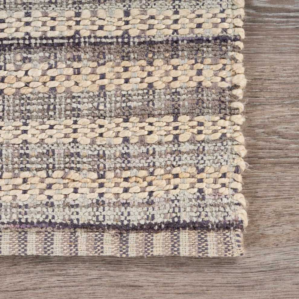 5" x 8" Brown and Gray Striped Area Rug