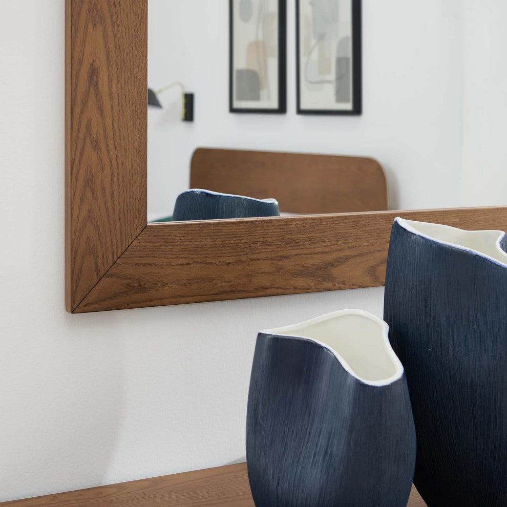 Frame Wall Mirror, Walnut, Wood, Modern, Mid Century Bedroom Living Guest Suite