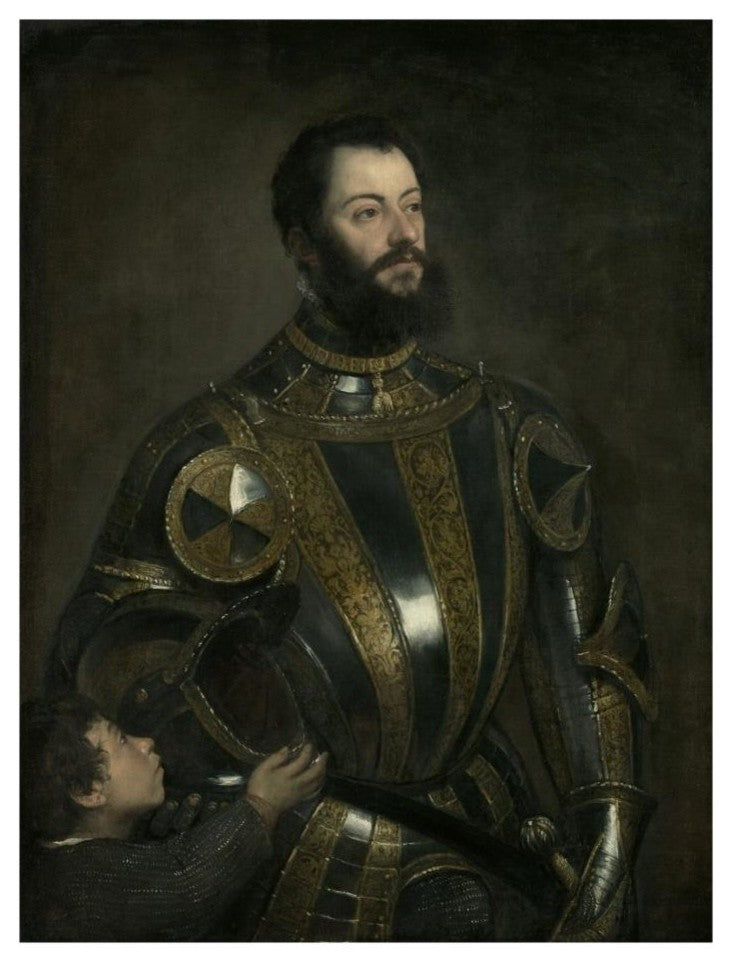 "Portrait of Alfonso d'Avalos, Marchese del Vasto, in Armor" Paper Art, 20"x26"