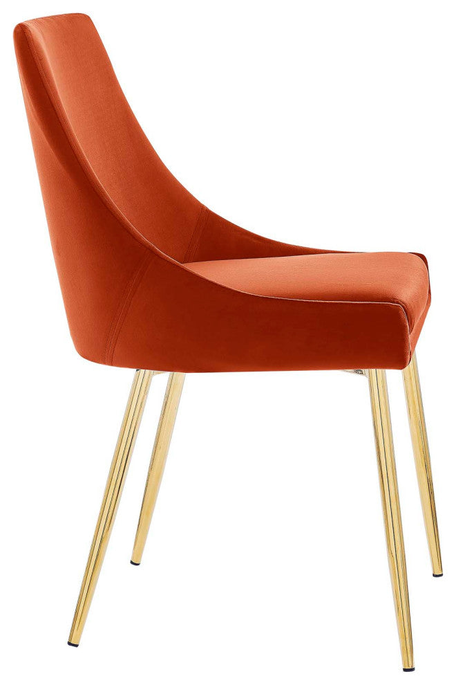 Viscount Performance Velvet Dining Chairs Set of 2 Gold Orange