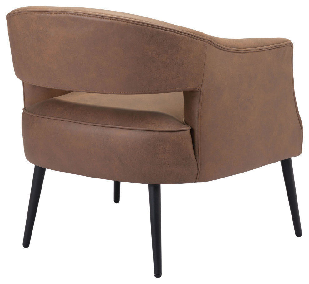 Accent Chair, Steel Metal, Vintage Brown, Black, Lounge Cafe Lobby Hospitality