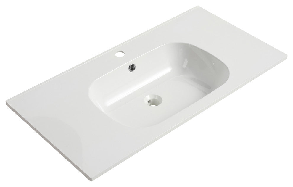 36" Wall Mounted Plywood Bath Vanity Set, Gel Basin and Door