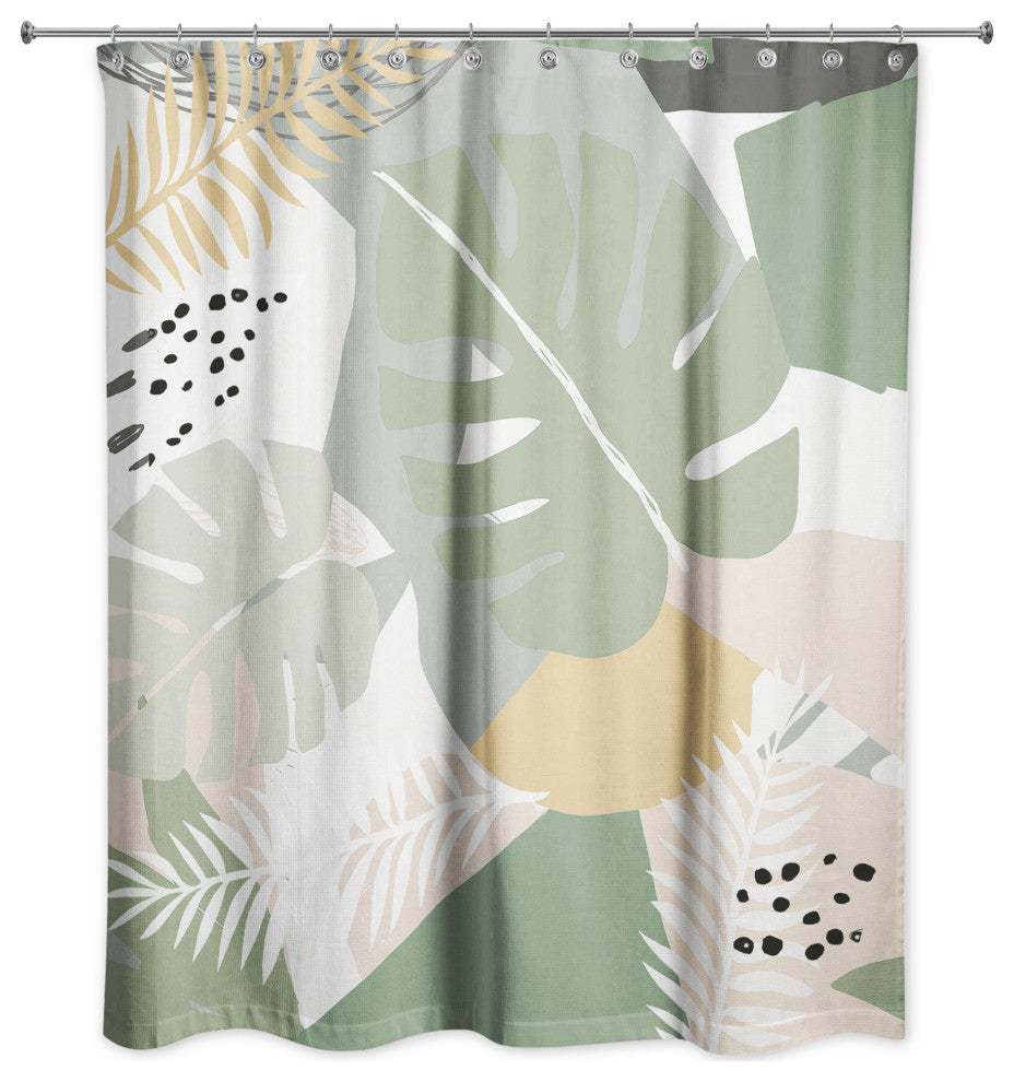 Abstract Tropical Leaves 3 71x74 Shower Curtain