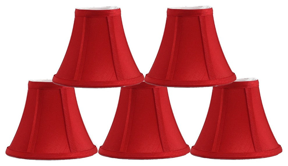 Silk Bell Chandelier Lamp Shade, 3x6x5", Red, Set of 5