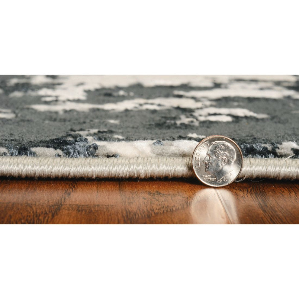 KAS Luna 7121 Silver Charcoal Eclipse Area Rug, 3'x5'