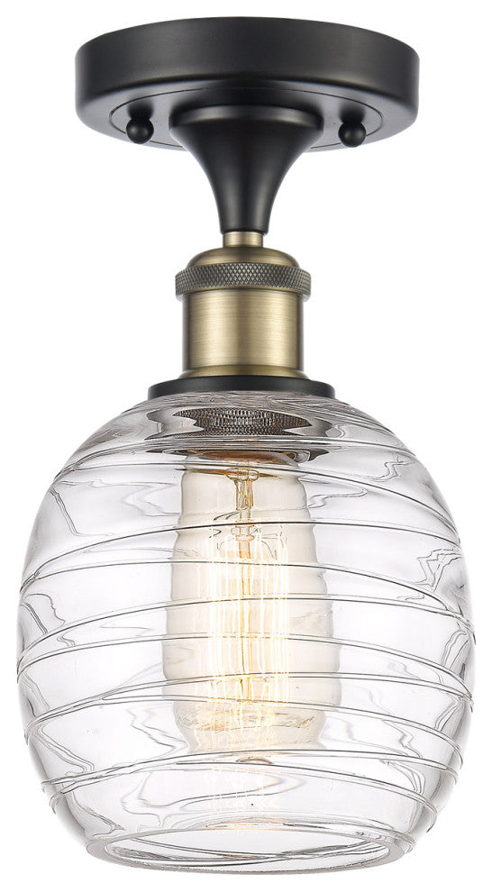 Innovations 516-1C-BAB-G1013-LED 1-Light Semi-Flush Mount, Black Antique Brass