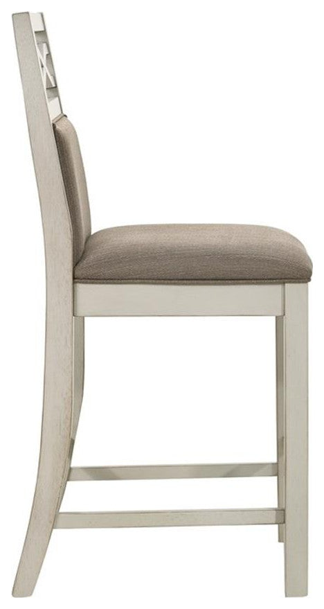 Pemberly Row 26" Wood Counter Height Chair in Gray and Khaki (Set of 2)